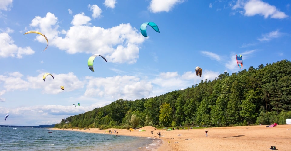 Großer Brombachsee Kite surfing am Brombachsee, Fränkisches Seenland