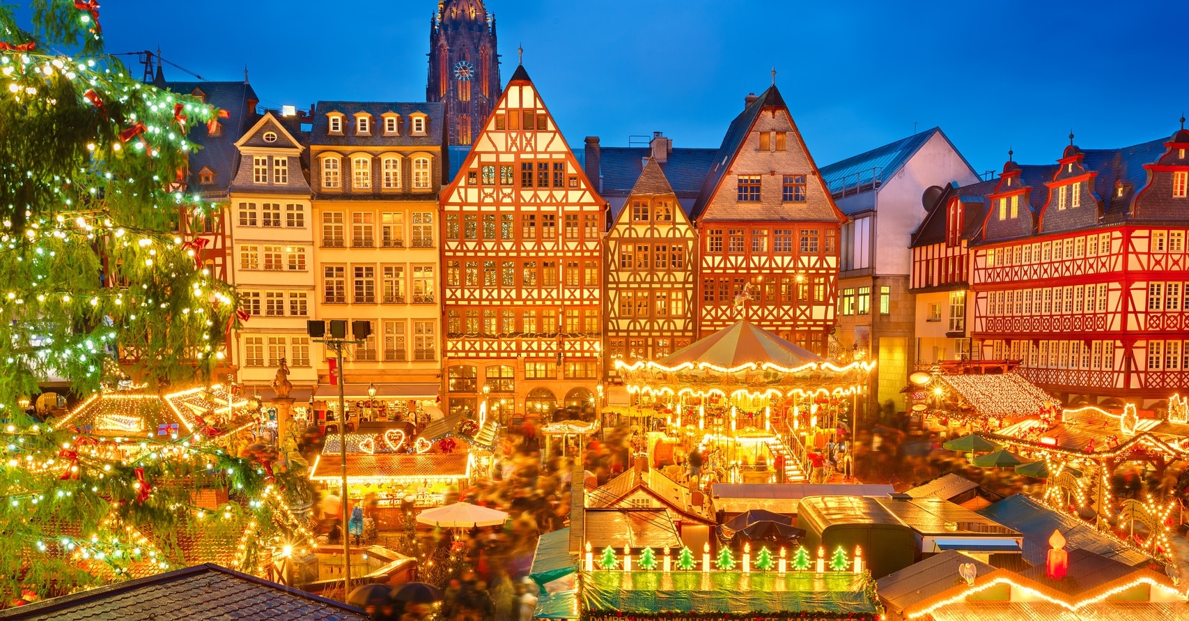 Abendlicher Weihnachtsmarkt in Frankfurt