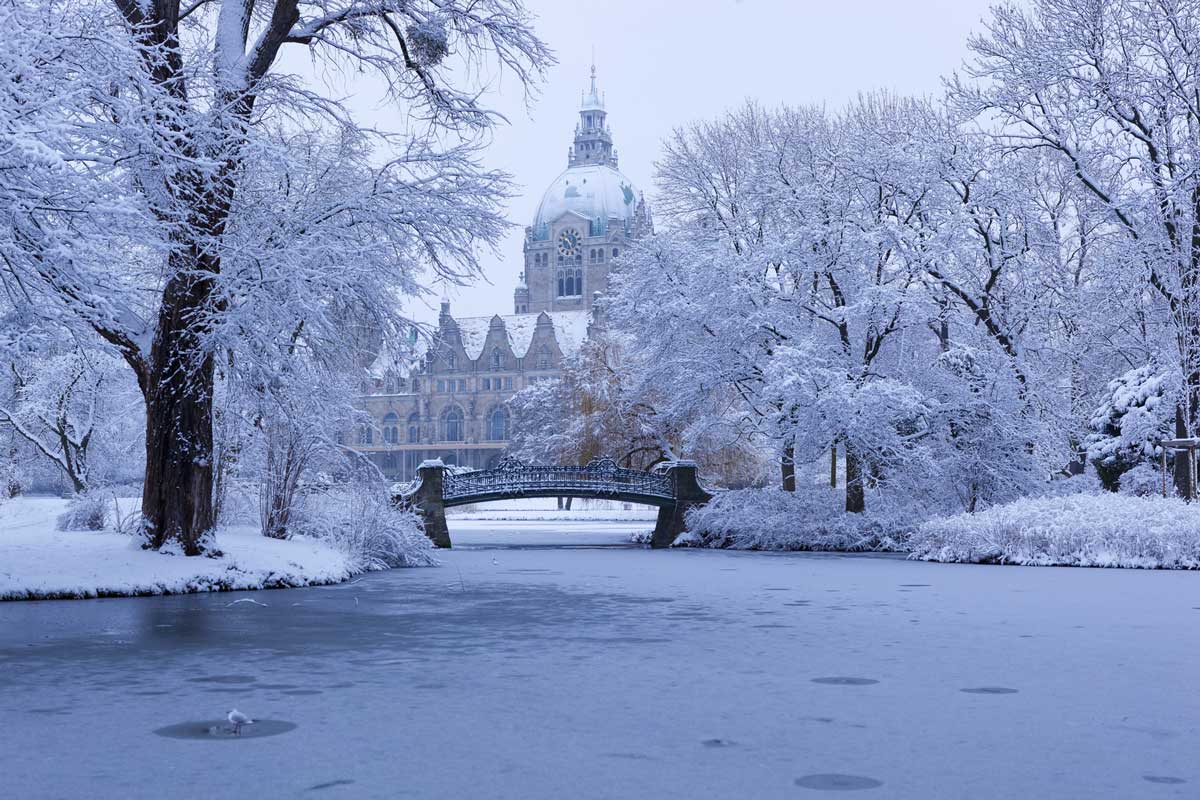Neues Rathaus Hannover im Winter