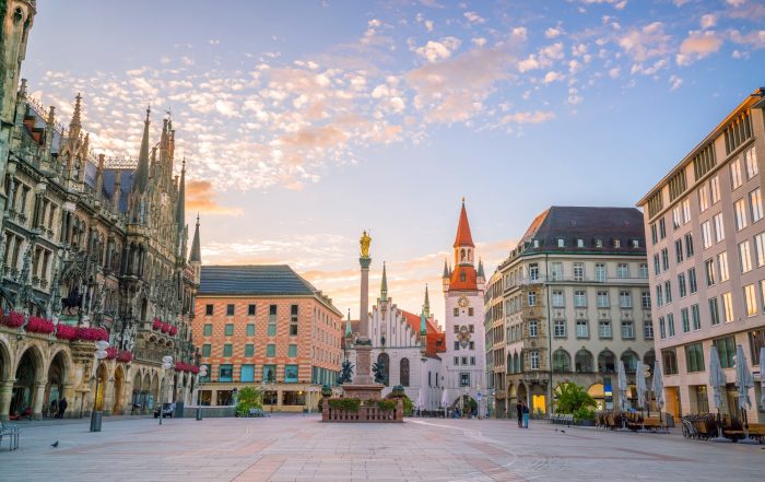 München Marienplatz in der Morgendämmerung