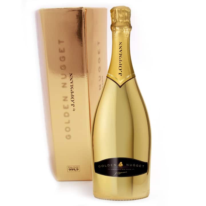 golden-nugget-mit-barren Eine Flasche Golden Nugget extra dry Sekt mit Goldbarren Geschenkkarton - Ostergewinnspiel - Ostersonntag
