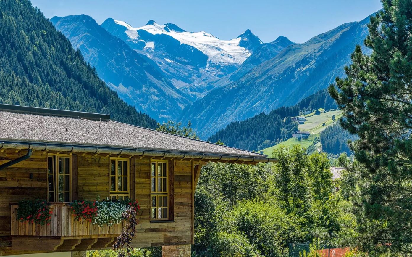 Gletscherblick – Stubai Blick auf Stubai-Gletscher im Sommer