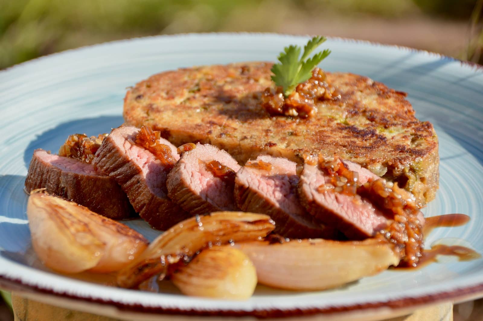 Foodblog Steak koreanisch Steak mit Serviettenknödel und koreanischer Steaksauce mit Bierzwiebel