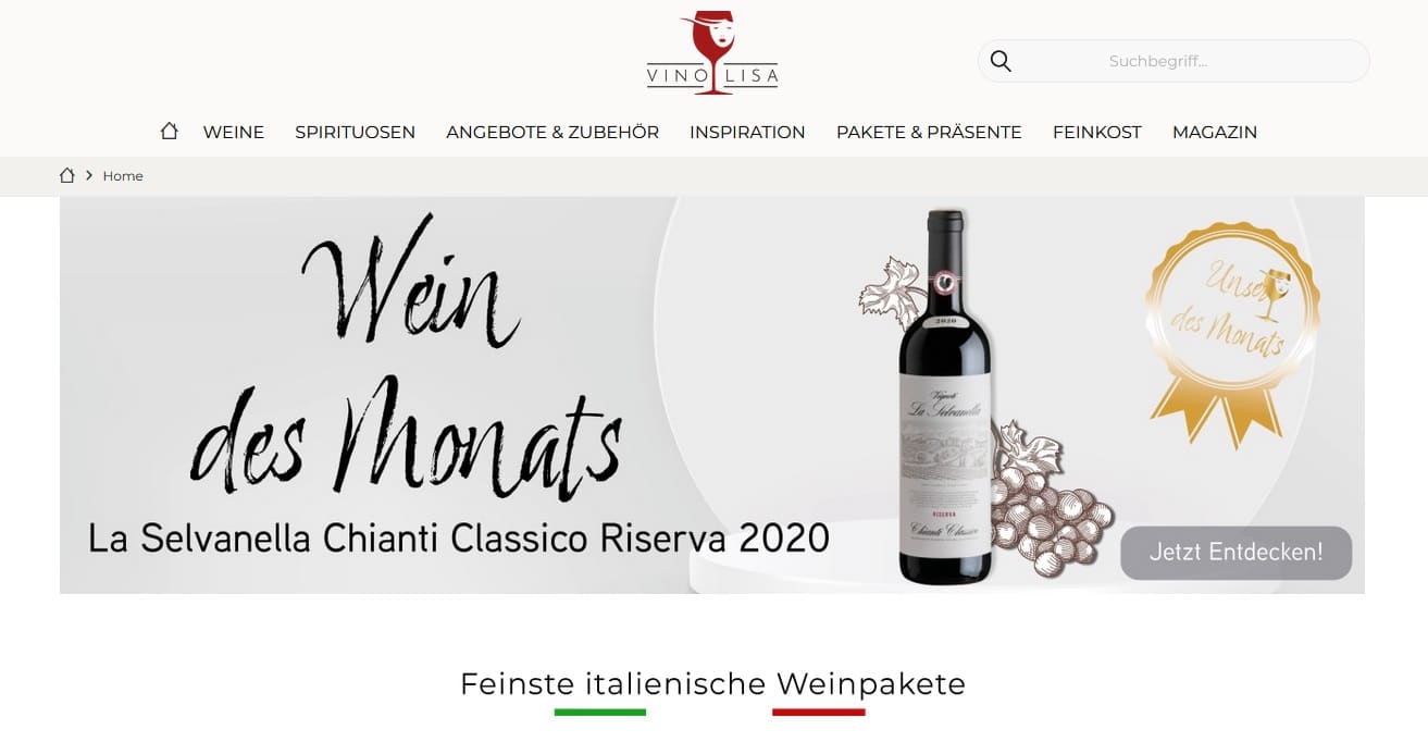 Screenshot von Vinolisa.de