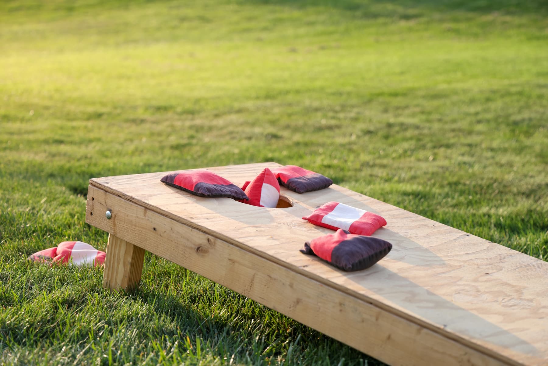 Roter Cornhole Roter Cornhole fällt ins Loch