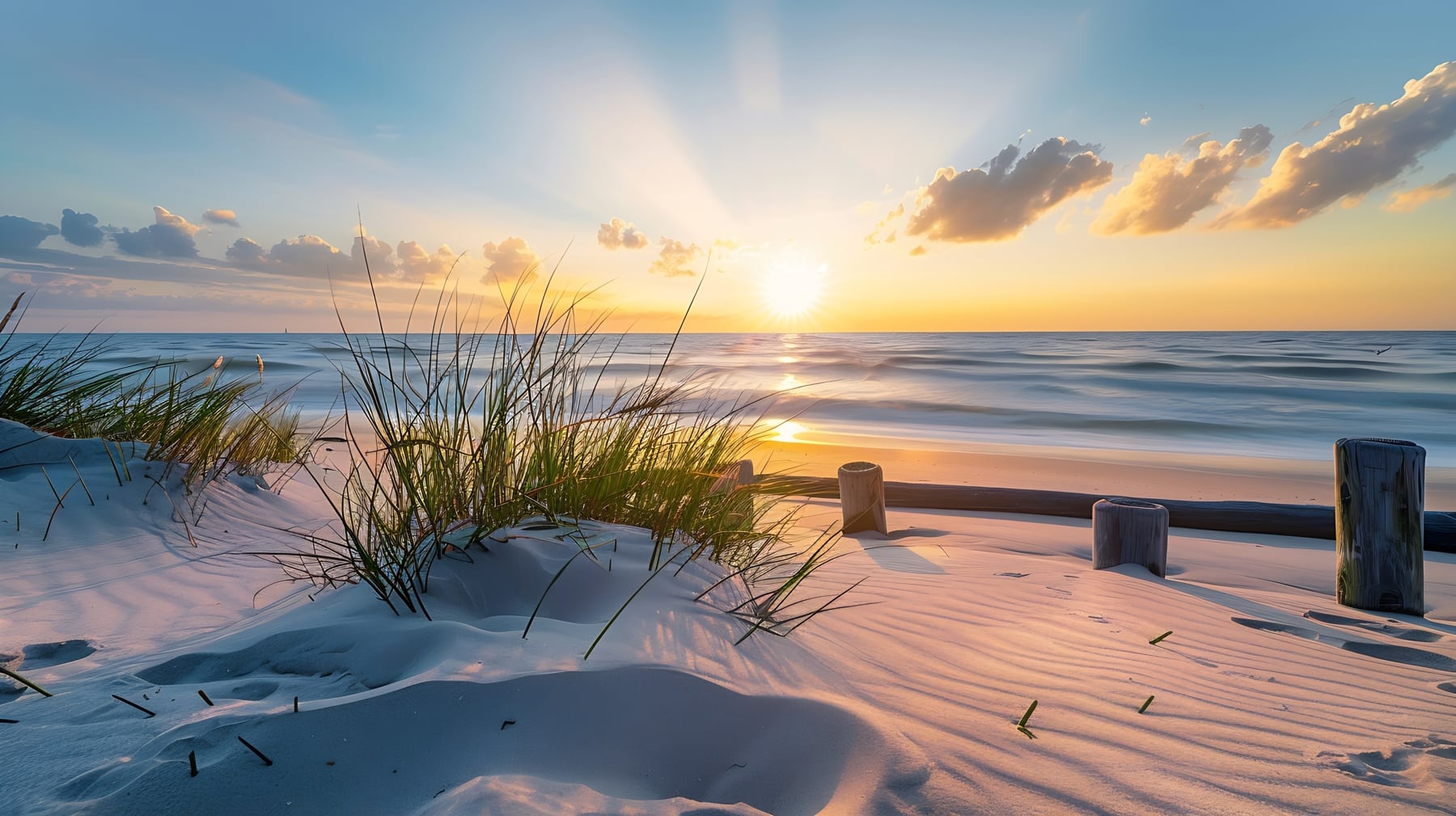 Germany schleswigholstein hornum hornum odde beach at sunrise : Generative AI Sonnenaufgang in Hörnum auf Sylt