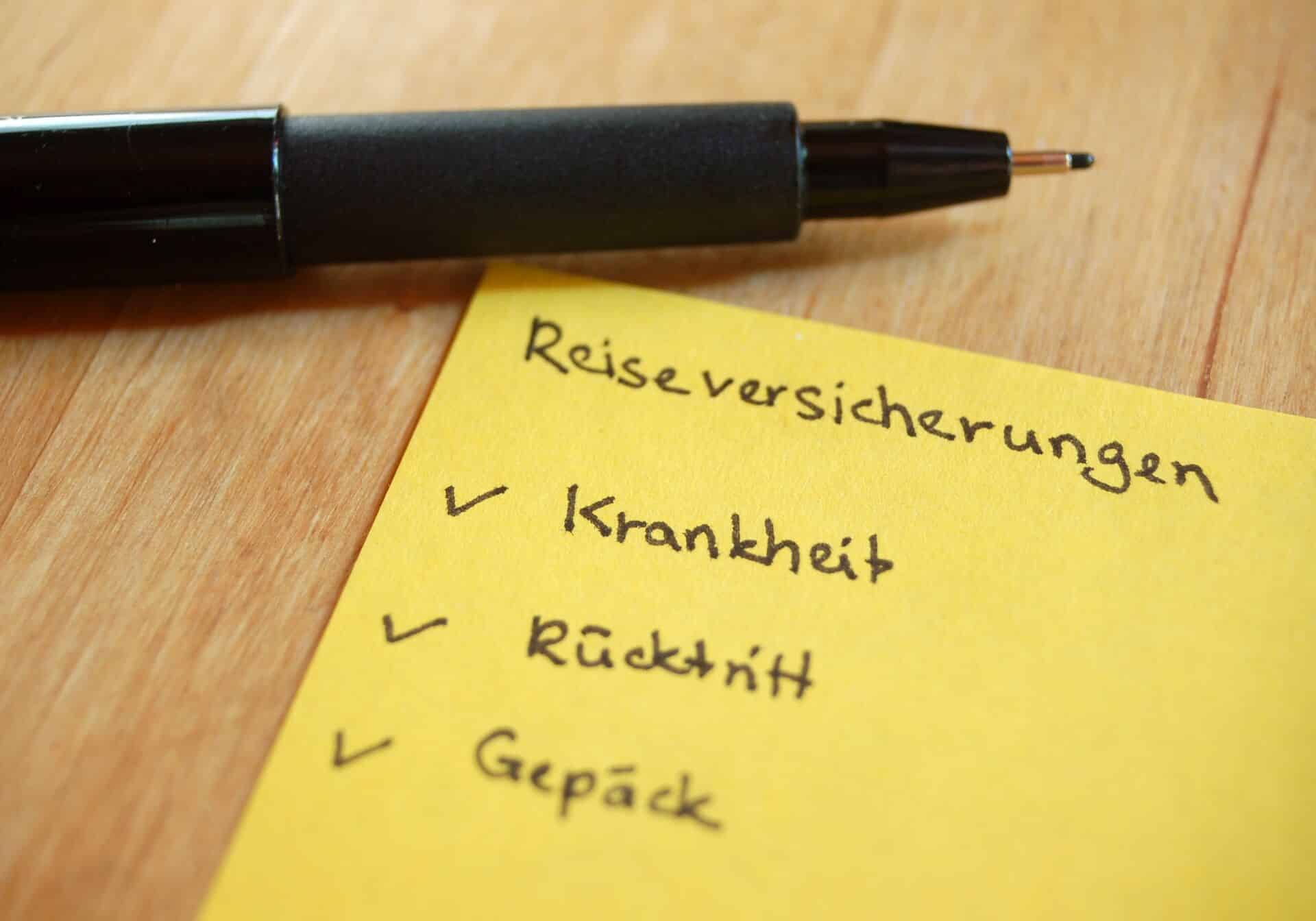 Checkliste Reiseversicherungen Checkliste für Reiseversicherung