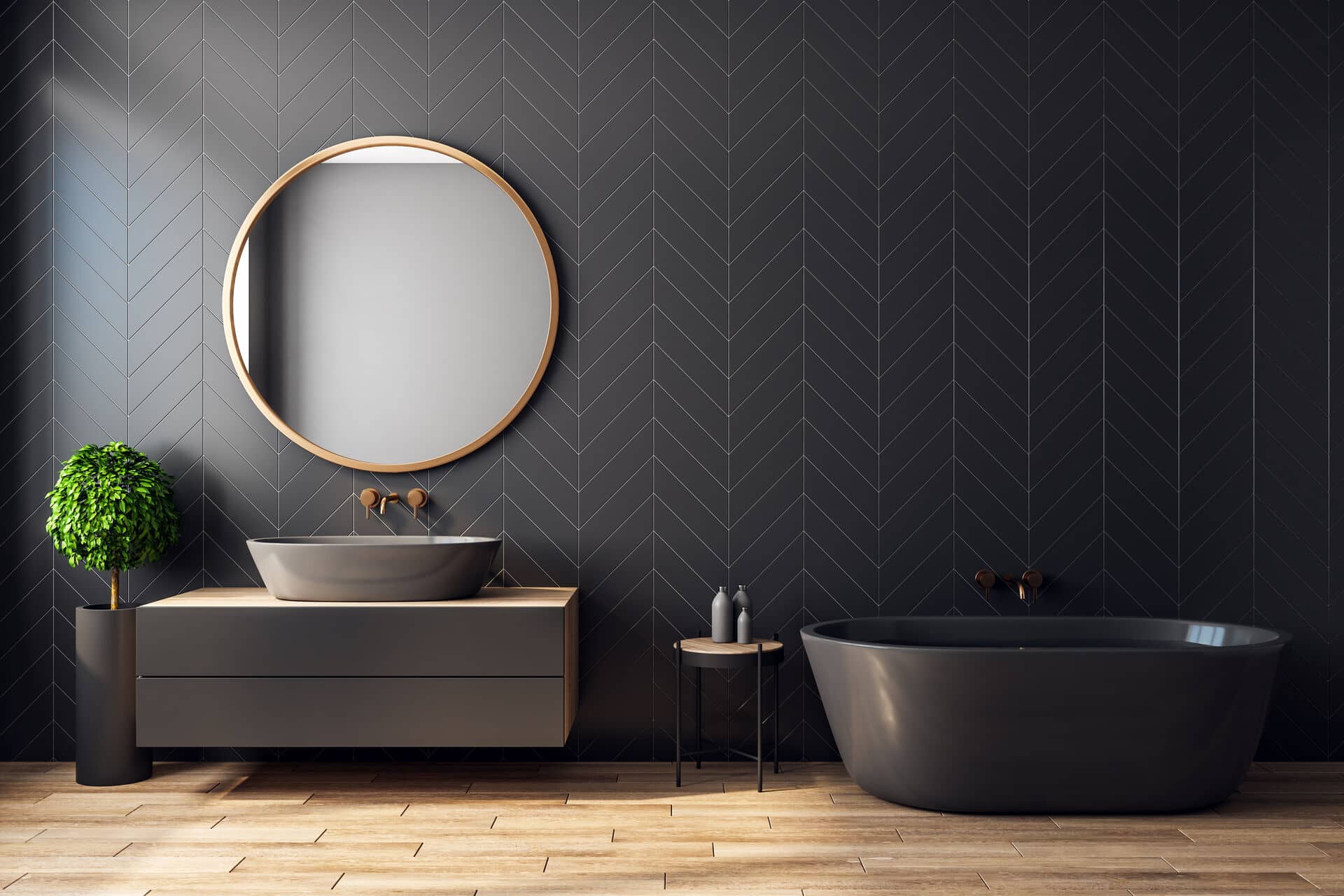 modernes Bad modernes Badezimmer in dunkelgrau