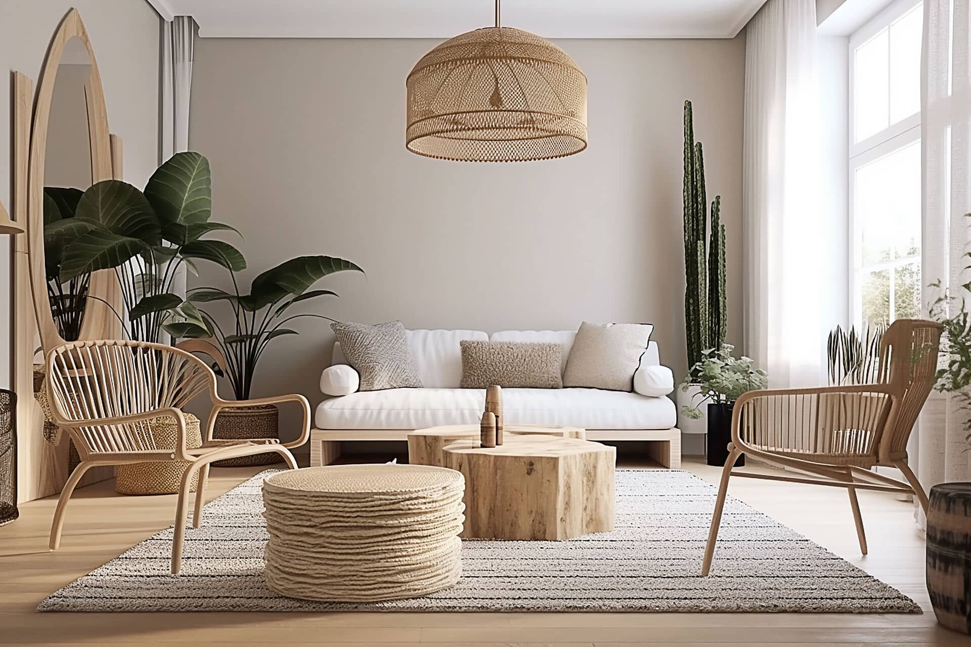 Modern rustikale Hotelzimmerausstattung aus Naturmaterialien